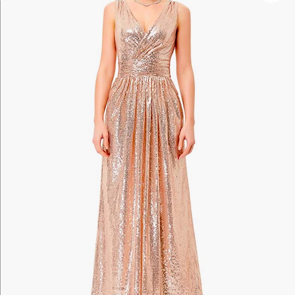 Rose Gold Kate Kasin Women Sequin Dress -  8